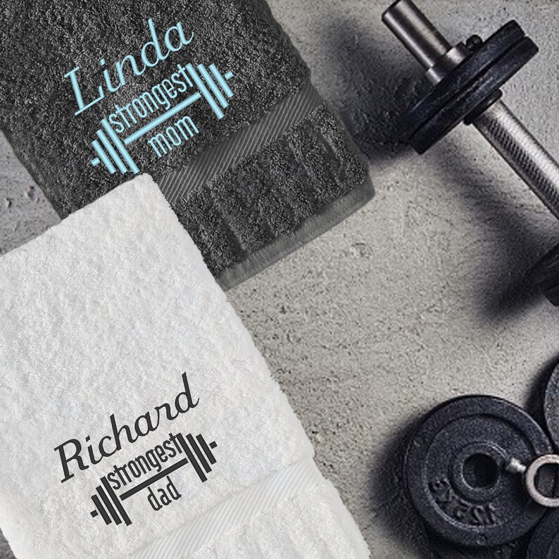 Strongest Mom Strongest Dad Personalized Embroidered Fitness Gym