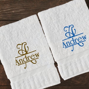 Serviette en coton égyptien brodée personnalisée : cadeau monogramme personnalisé