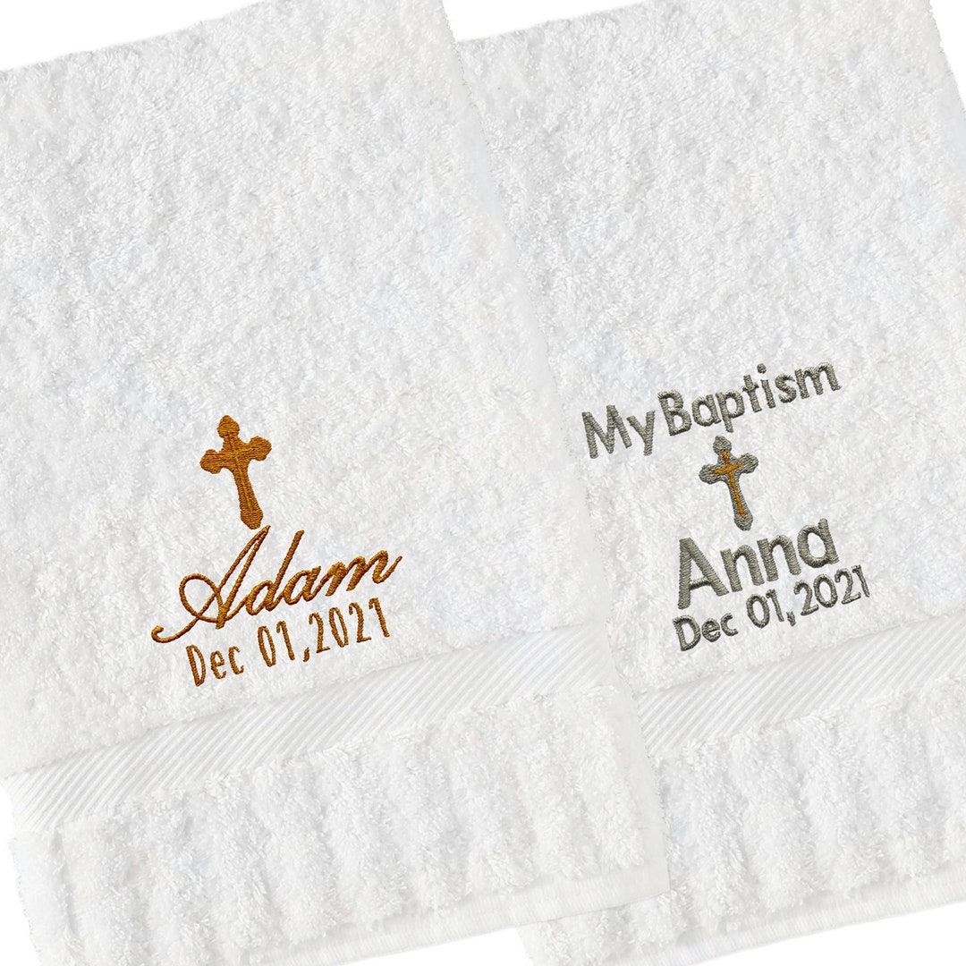 Personalized Baptism Towel, Embroidered Baptism Towel for a Religious