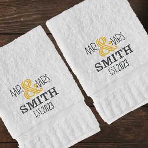 Personalized Mr. and Mrs. Bath Towel, Custom Mr. and Mrs. Embroidered ...