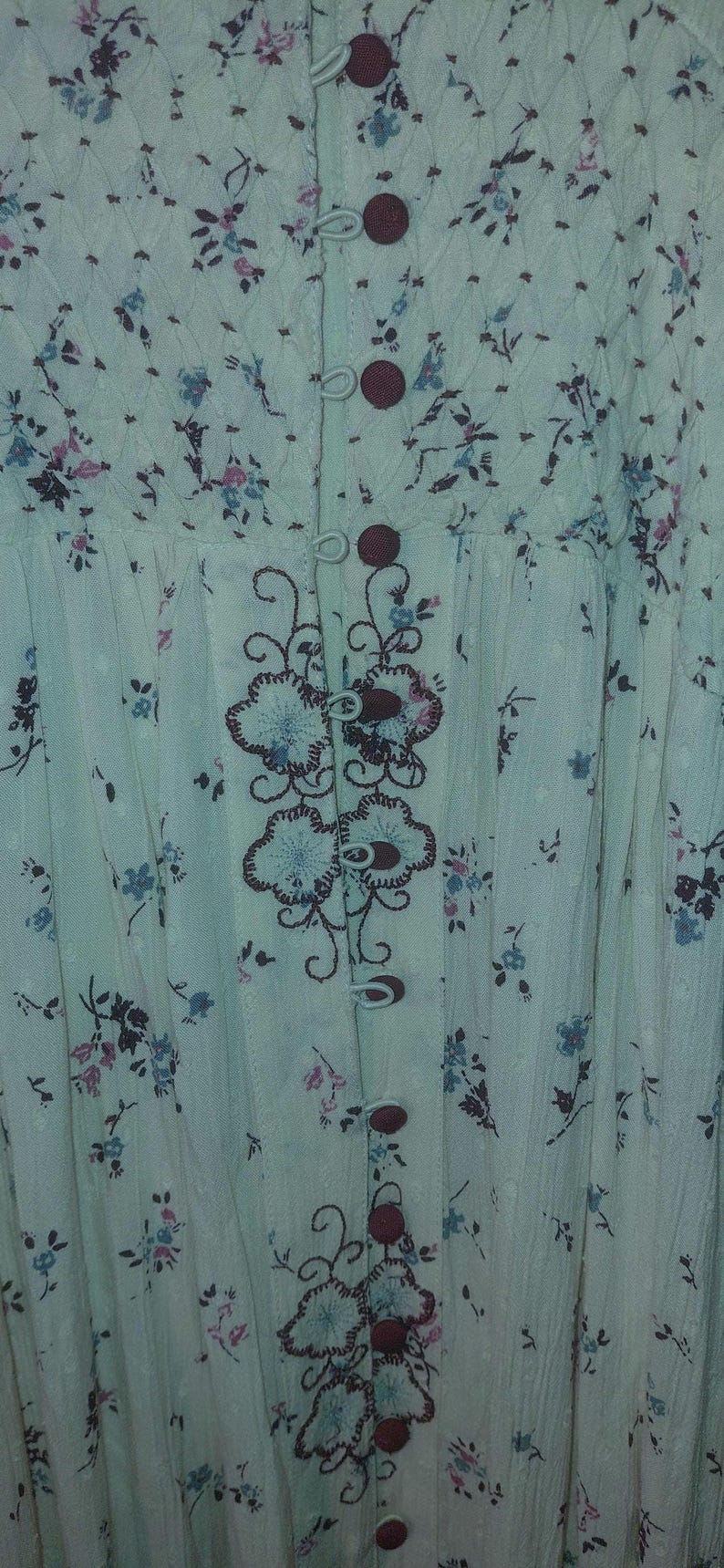 NWT Free People WILDFLOWERS geborduurde maxi-jurk met lange mouwen en v-hals crème LG afbeelding 4