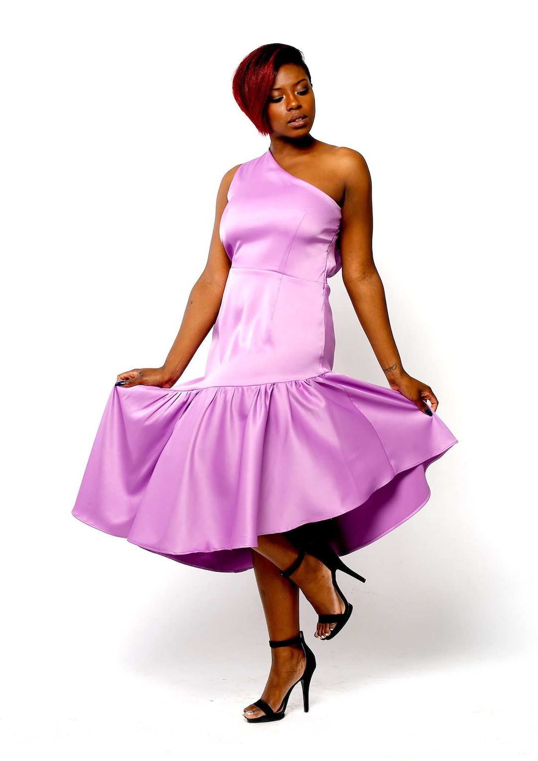 lilac asymmetrical dress Shona Joy Otis Asymmetrical Twist Knot Mini Dress