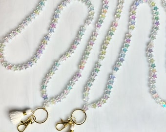Iridescent Stars Beaded Teacher Lanyard