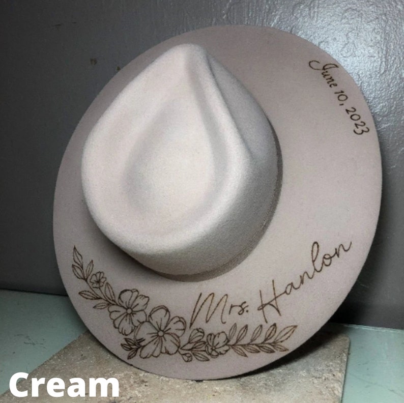 Customizable Bridal Felt Hat Bridal Cowgirl Hat Nashville Etsy