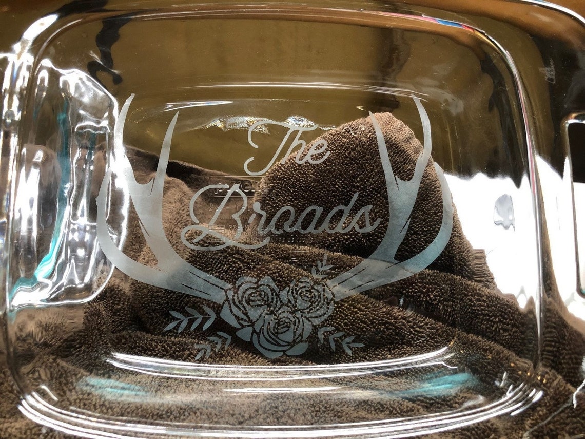 Custom Etched Pyrex Dish With Lid, Wedding Gifts, Clear, Glass Pyrex ...