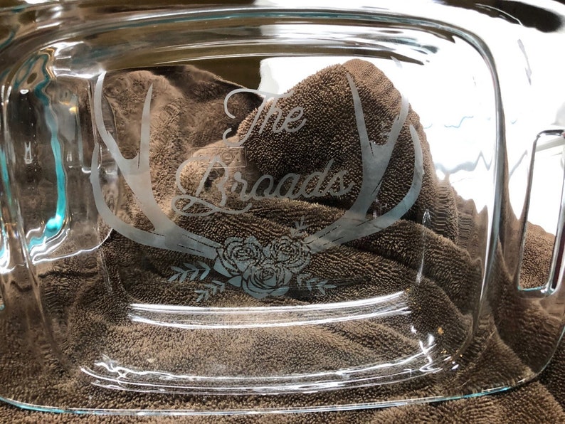 Custom Etched Pyrex Dish With Lid, Wedding Gifts, Clear, Glass Pyrex ...