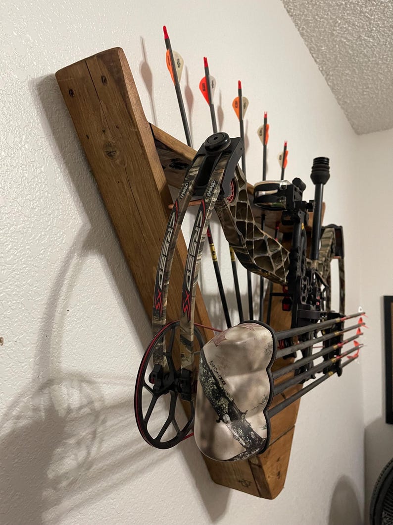 Rustic Reclaimed Wood Bow & Arrow Display Rack, Mancave Cabin Display ...