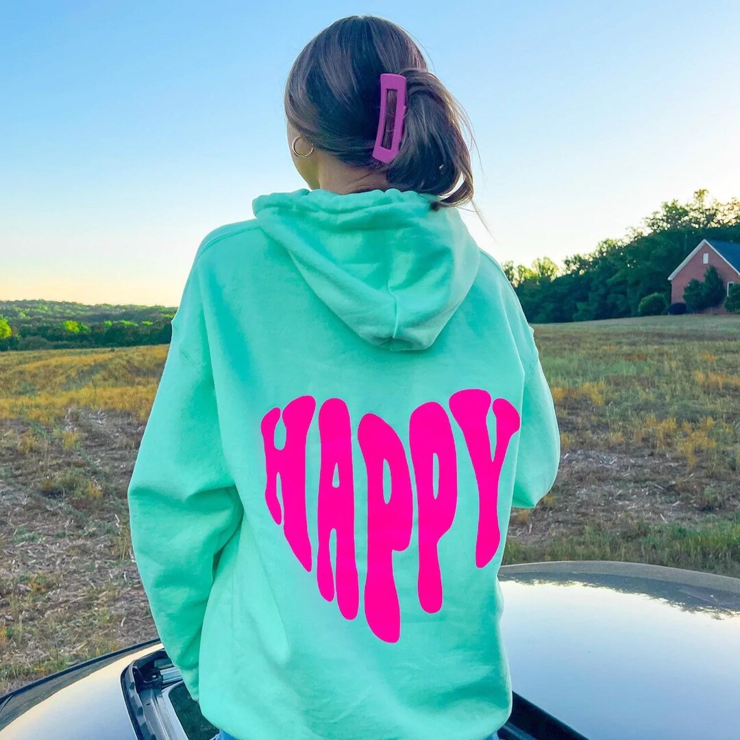 Happy Heart Hoodie Trendy Hoodie Aesthetic Retro Hoodie - Etsy