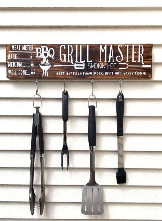 Grill Master Utensil Holder Grilling BBQ Sign Summer | Etsy