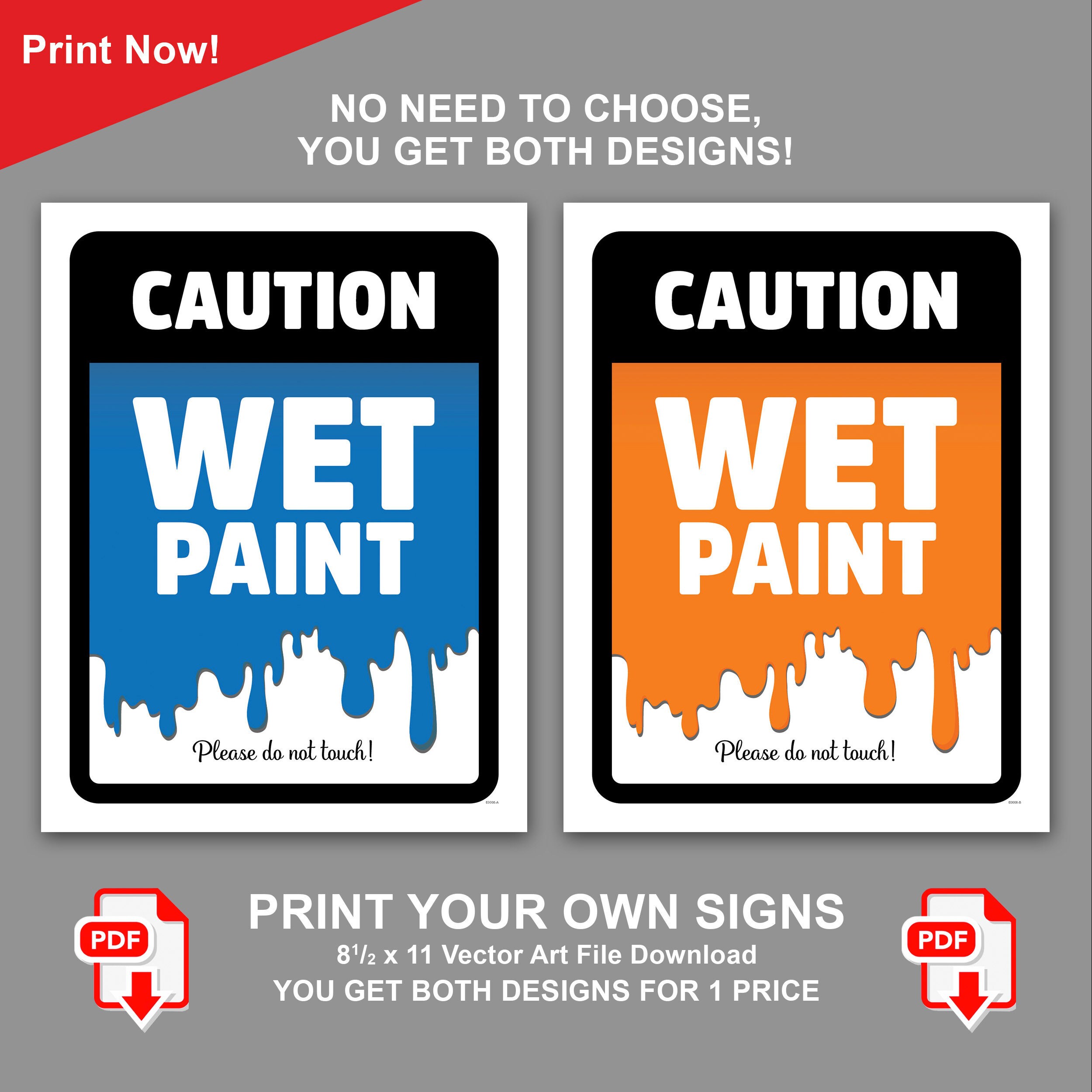 Caution Wet Paint Please Do Not Touch Sign / PDF Download / Etsy