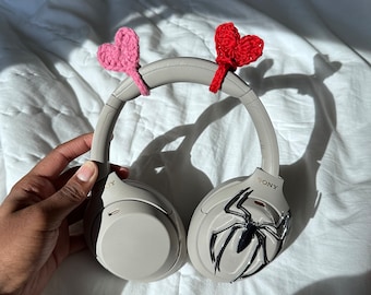 Crochet Heart Headphone Accessory, Cute Headphone Accessory, Valentine’s day Accessories