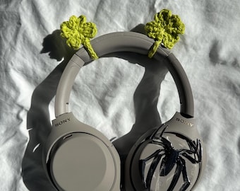 Crochet Lucky Four Leaf Clover Headphone Accessory, Cute Headphone Accessory, St. Patrick’s day Accessories