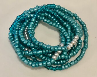 Teal & Silver Multi Wrap Bracelet/Necklace