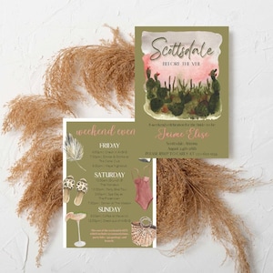 Scottsdale Bachelorette invitation Template, Arizona Bachelorette Itinerary, Desert Bachelorette Invite