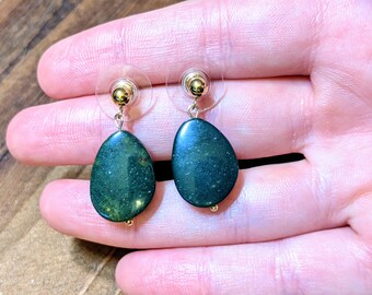 Ocean Jasper Teardrop 14k Gold Filled Earrings / Green Jasper Earrings / Red Jasper Earrings / Handmade Crystal Earrings / Christmas Gift