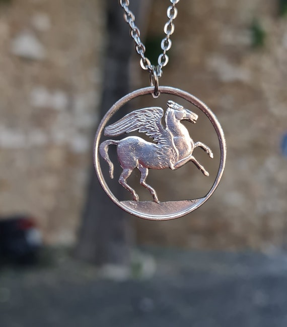 Cut Coin Greece Coin Pegasus Coin coin Pendant With Necklace