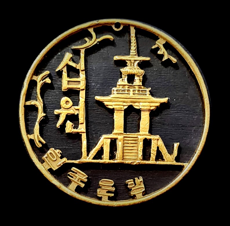 Coin Jewelry Cut Coin -South Korea Coin -Coin Pendant and Necklace GIFT HANDMADE COIN Hand Cut Coin -Jewelry
