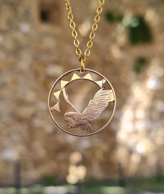 Cut Coin -Namibia Coin -Eagle - Coin Pendant and Necklace - Hand Cut Coin -Jewelry - Handmade Coin - Coin Jewelry - Gift