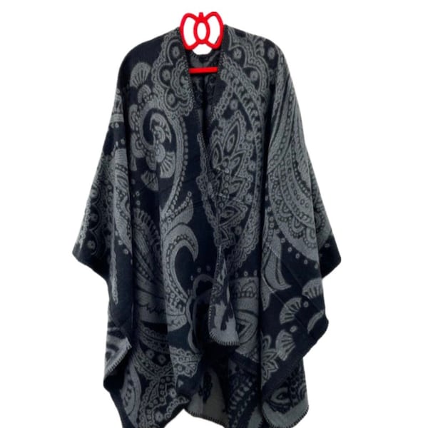 Ponchos en mélange de cachemire/ponchos d'hiver/châles chauds d'hiver/cape poncho cardigan/écharpes de poncho ouvertes léopard/cadeau de Noël/cadeau pour une mère