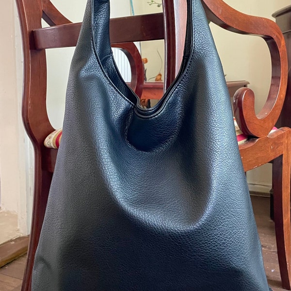 Grand sac hobo en cuir végétalien, sac souple en PU pour femmes/sacs à bandoulière/bohème/cartable, sacs à main de vacances, sac fourre-tout végétalien/cabas de travail/sac fourre-tout de voyage