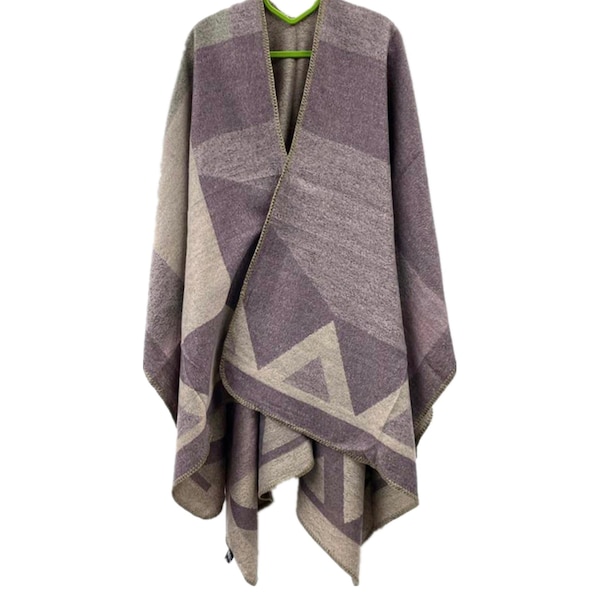 Ponchos en mélange de cachemire/ponchos d'hiver/châles chauds d'hiver/cape poncho cardigan/écharpes de poncho ouvertes léopard/cadeau de Noël/cadeau pour une mère