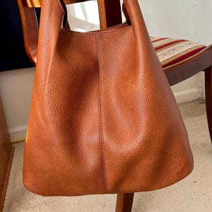 Brown Vegan Leather Hobo Bag: Large Slouchy Shoulder Bag Brown