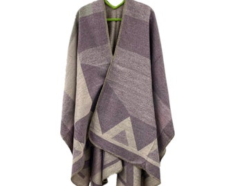 Ponchos en mélange de cachemire/ponchos d'hiver/châles chauds d'hiver/cape poncho cardigan/écharpes de poncho ouvertes léopard/cadeau de Noël/cadeau pour une mère