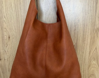 Grand sac hobo en cuir végétalien, sac souple en PU pour femmes/sacs à bandoulière/bohème/cartable, sacs à main de vacances, sac fourre-tout végétalien/cabas de travail/sac fourre-tout de voyage