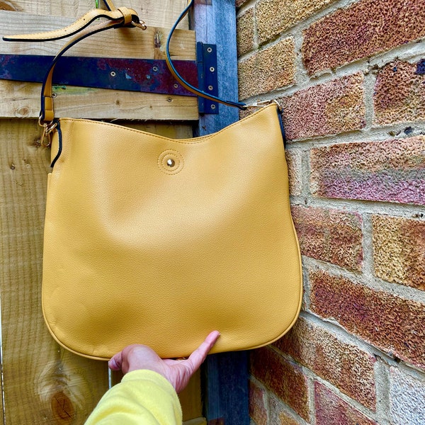 Mustard yellow vegan leather hobo bag,ladies Pu slouch bag/shoulder bag/satchel,crossbody handbags,vegan tote bag/Work totes/Travel handbag