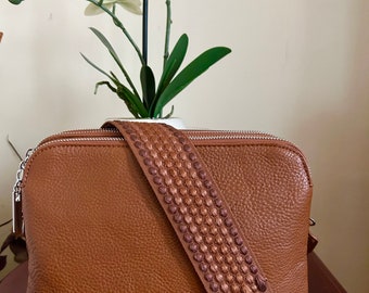 Vegan leather crossbody bag /shoulder bags /crossbody bags for women/Soft vegan leather handbags /Christmas gift/ three compartment handbag