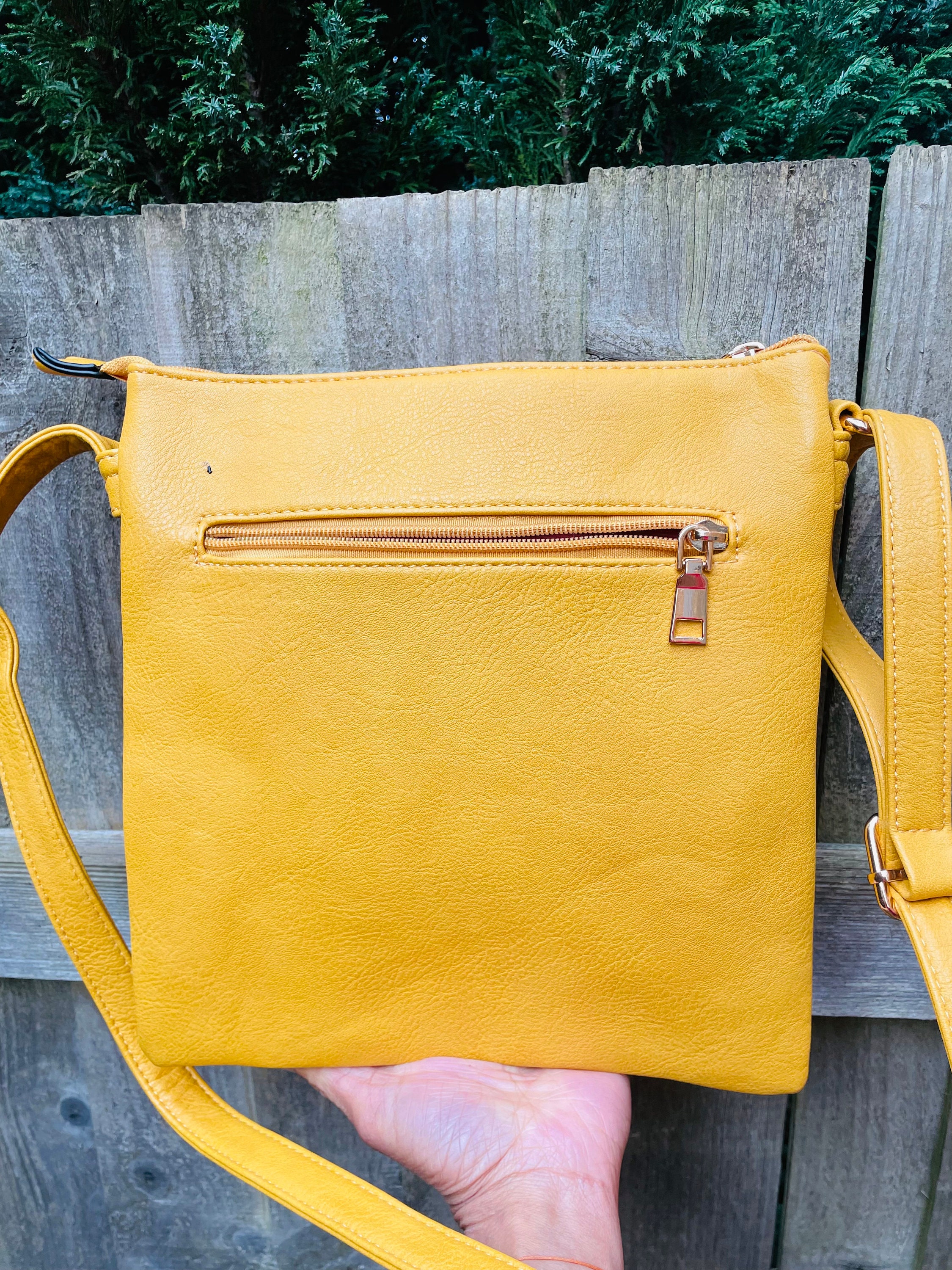 Vegan Leather Cross-body Bag/pu Mustard Yellow Handbag