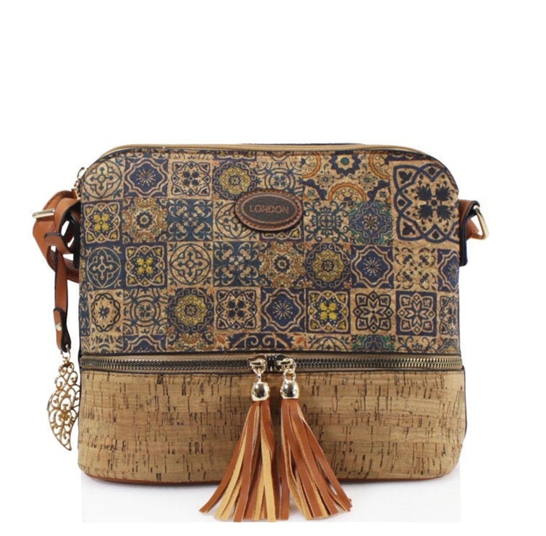 Ladies Natural Cork Handbags, Vegan Leather Satchel,ecofriendly Cork Leather Crossbody Bags