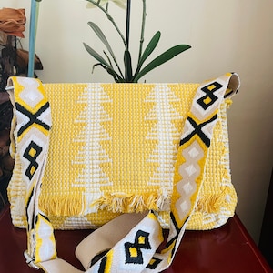 Vegan Boho Satchel Bag: Medium-Large Crossbody Shoulder Bag