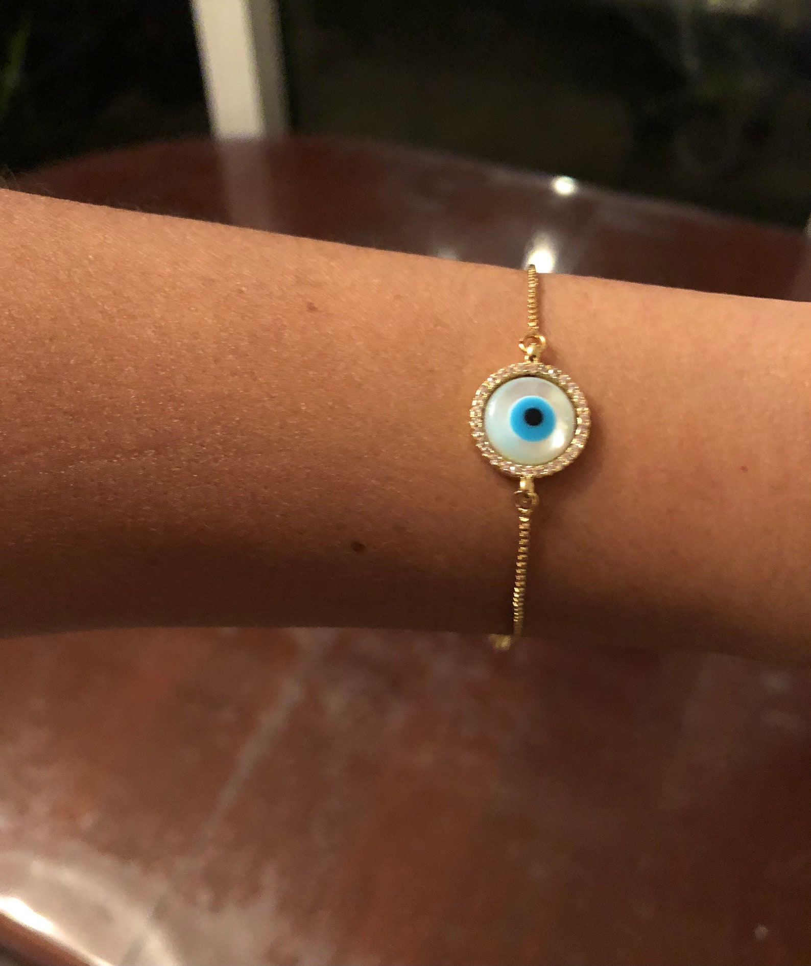 18k real Gold plated Evil Eye Bracelet/ Simple evil eye Etsy