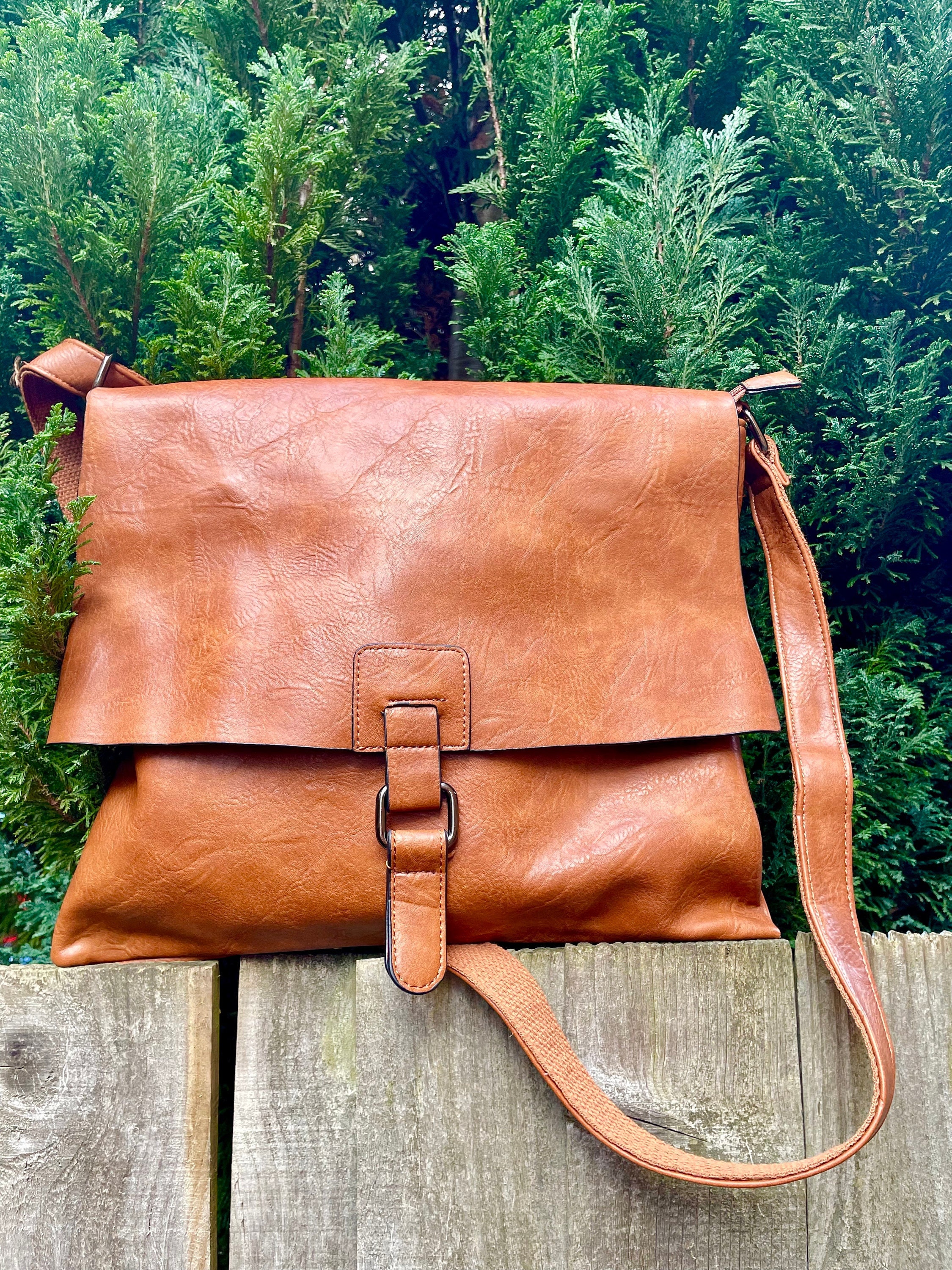 Classic leather satchel in vintage style with laptop compartment – Niche  Lane