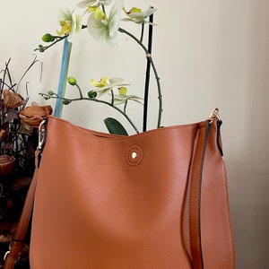 Sac hobo pour femme, sac souple marron en similicuir végétalien/sac à bandoulière/cartable, sacs à main à bandoulière, sac fourre-tout végétalien/cabas de travail/sac à main de voyage/cadeaux