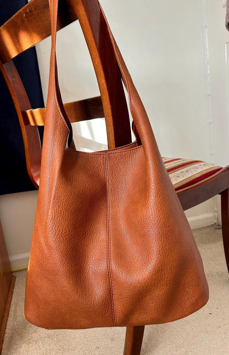 Brown Vegan Leather Hobo Bag: Large Slouchy Shoulder Bag Brown