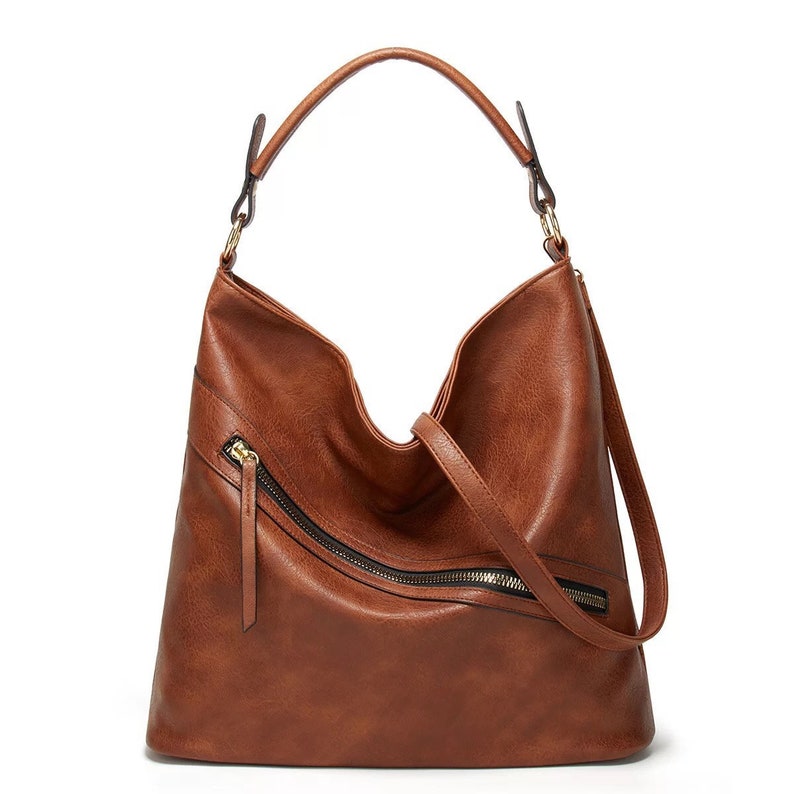 classy handbag Leather hobo bag,ladies slouchy shoulder handbag,caramel Tote bag