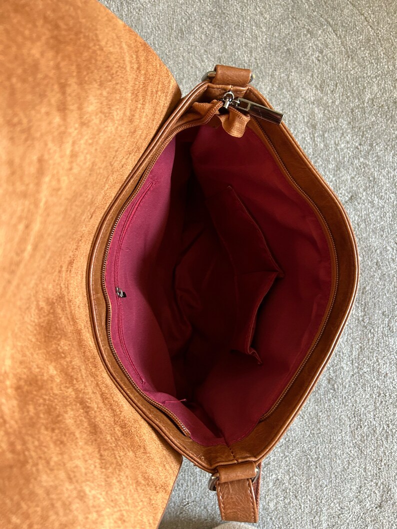 Sac cartable en cuir végétalien/moyenne-grande/sacs à bandoulière/sacs à bandoulière pour femme/Sacs à main de voyage en cuir végétalien souple/cadeaux pour elle/lui image 9