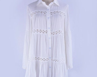 White beach dress/ summer beach kaftans/bohemian beach dress/white beach cover ups/holiday dress/embroidered beach kaftan/gift for brides