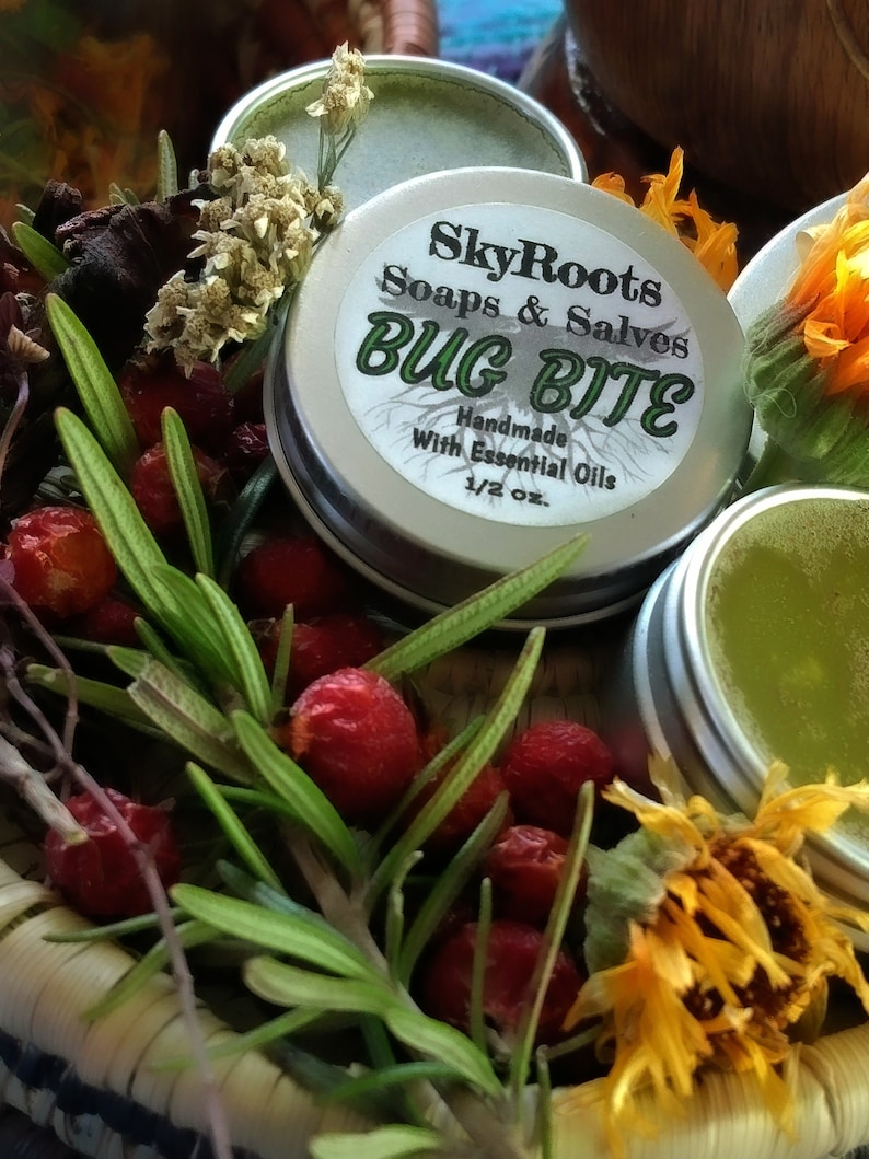 Bug Bite Yarrow Plantain Basil Allnatural Healing Salve With Essential