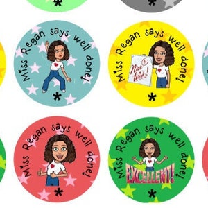 Kreis personalisierte Bitmoji Lob Aufkleber, Lehrer Aufkleber, Geschenk, positive Affirmation, Positivität
