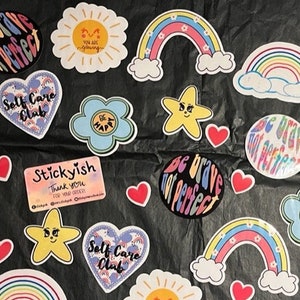 Pegatinas impermeables transparentes y transparentes, positividad, pegatinas motivacionales, pegatinas para maestros, cuidado personal, arco iris, regalo