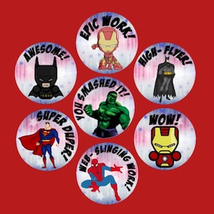 Adesivos de elogios com tema de super-heróis, professor, presente, elogio, afirmação positiva