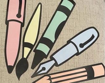Pastel coloured large stationery posters, teacher classroom display,