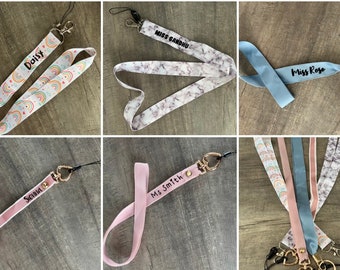 Personalised lanyard, accessory, Key chain, Badge ID card, Office Holder, Key Phone Travel Strap, gift, teacher,