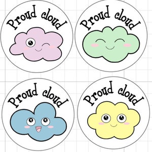 Adesivos de elogios de professores de nuvem orgulhosa, Adesivos de professores, Presente, Afirmação positiva