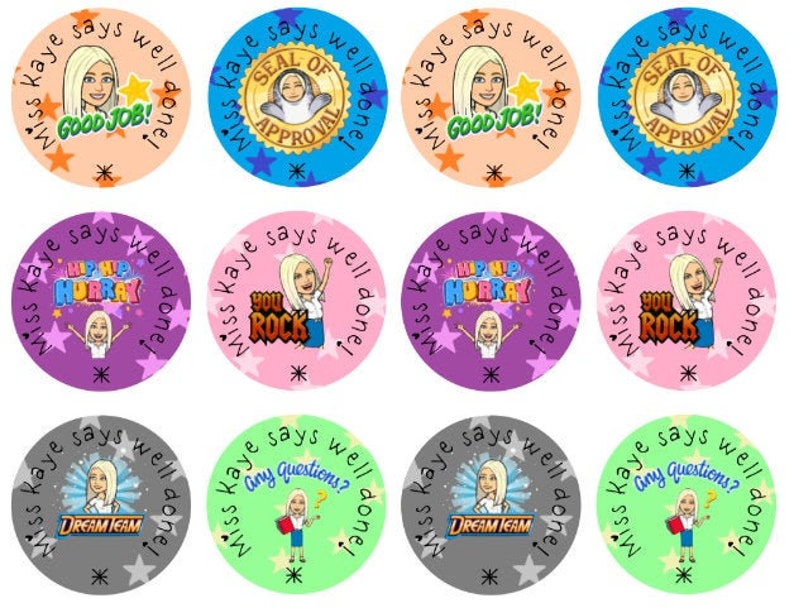 Praise Bitmoji Circle Personalised Bitmoji Praise Stickers, Teacher Stickers, Gift ...