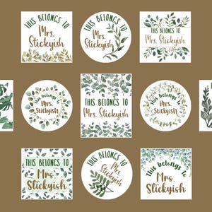 Stickers botaniques personnalisés « Ceci appartient à NAME ». Autocollants pour enseignants. Stickers livres. Cadeau