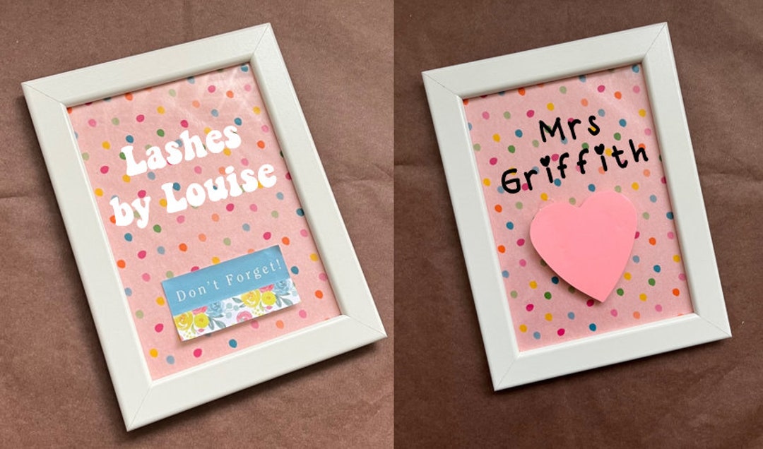 Personalised Post It Note Standing Frame Display Sticky Etsy UK